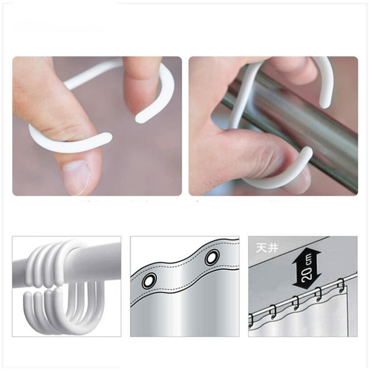 DUSCHVORHANG PEVA 3D transparent schimmelresistent antibakteriell wasserdicht waschbar mit Ringen - Transparent, Kunststoff (180/180cm) - MCBOSON