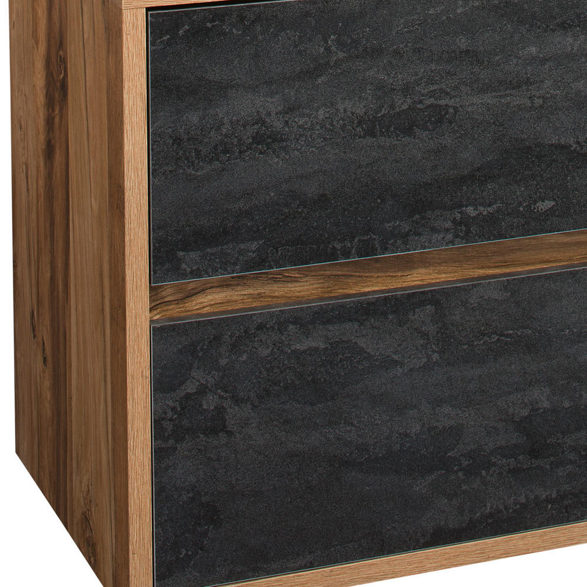 WASCHBECKENSCHRANK Harlow-56 - Anthrazit/Braun, Holzwerkstoff (100/71/46cm) - Lomado