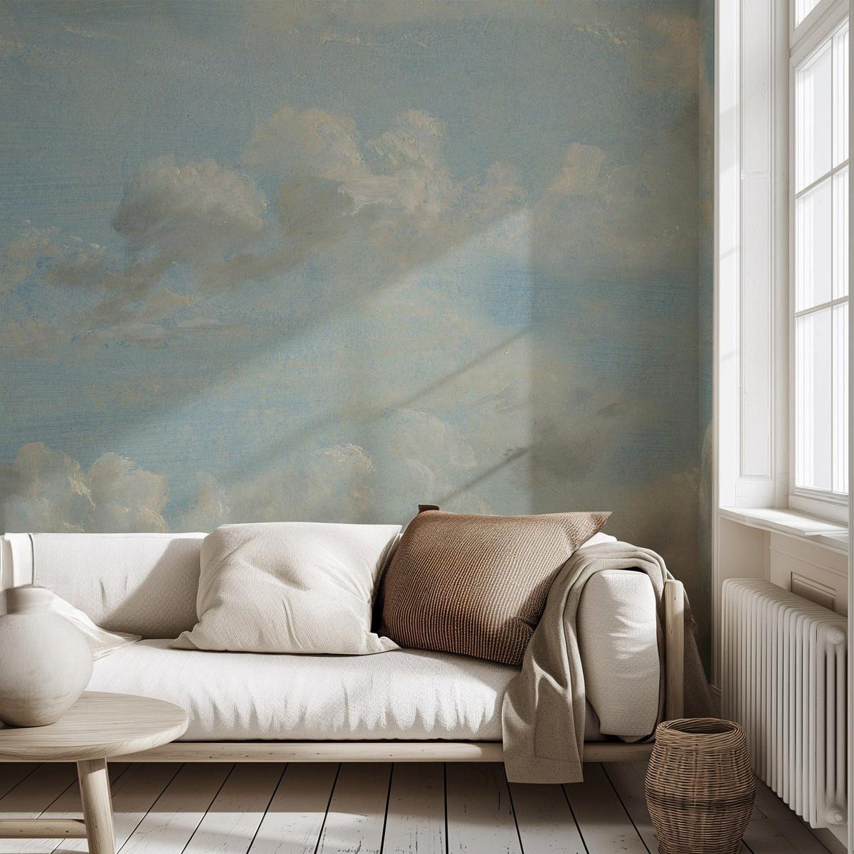 TAPETE Gemalter Himmel aus echtem Papier, 360x260cm, 4 Rollen - Blau, Papier (360/260cm) - WALLPAPERS4BEGINNERS