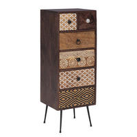 MASSIVE KOMMODE - Beige / Mango - Schwarz/Braun, Holz/Metall (40/108/35cm) - home24