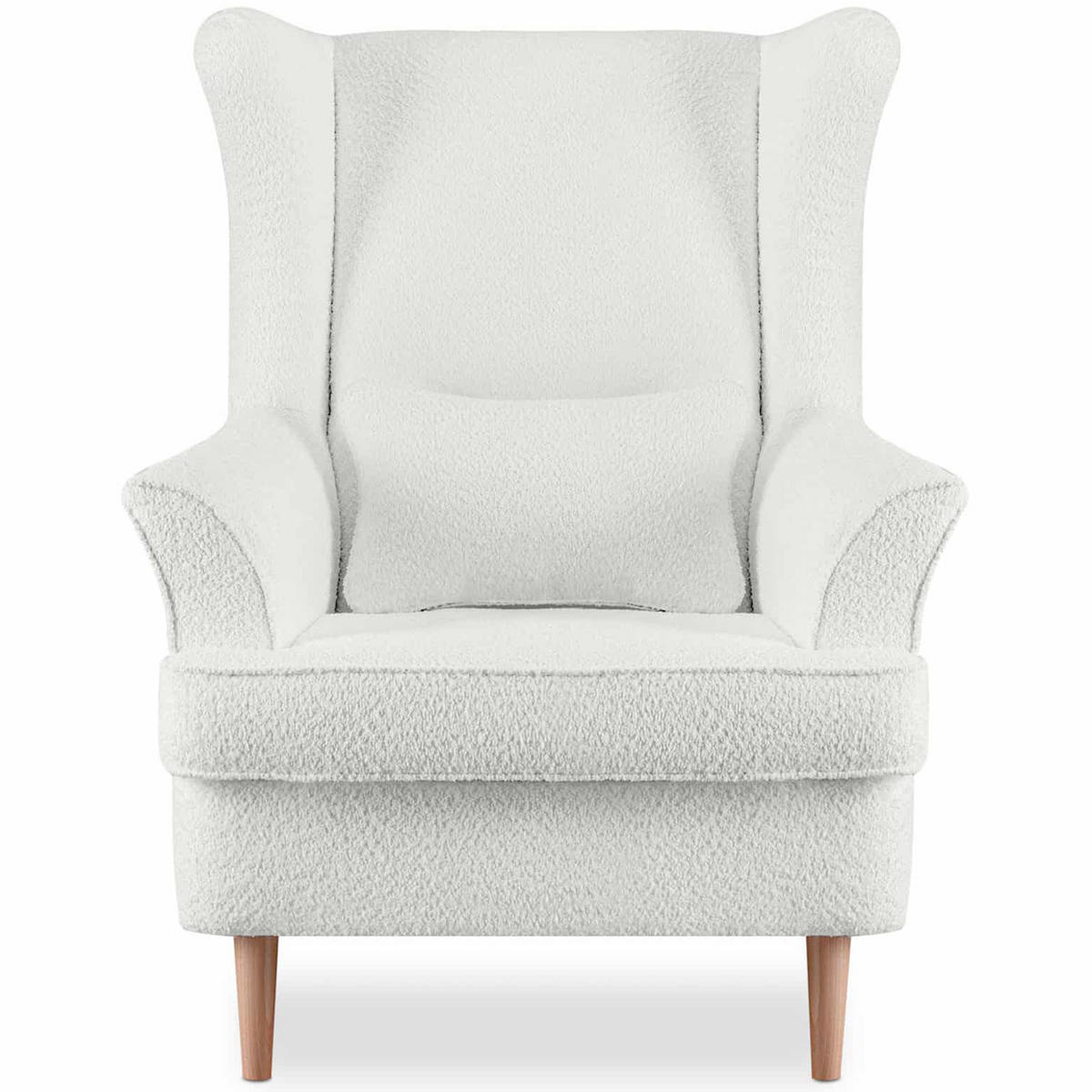 OHRENSESSEL STRALIS inklusive dekorativem Kissen, Weiß - Weiß, Textil (82/108/80cm) - KONSIMO®