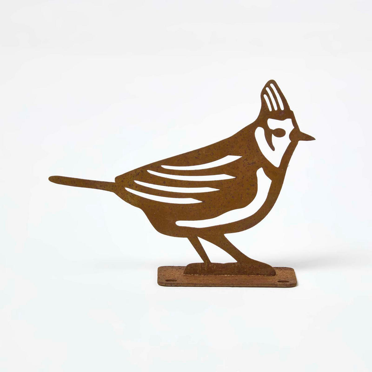 GARTENDEKO aus Rost – Vogelfigur Haubenmeise für Mauern & Zäune - Rostfarben, Metall (10/13/3.4cm) - Homescapes