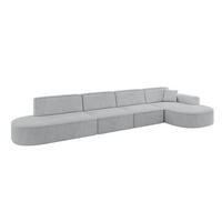 ECKSOFA Ottomane Rechts MARI-L3 - 402x163x73,5 cm Grau Cord - Schwarz/Grau, Holzwerkstoff/Kunststoff (402/163cm) - ALTDECOR