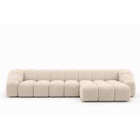 ECKSOFA Modulare L-Form, Veloursstoff Bluvel, Creme, Rechts, CROISSANT XL - Creme, Holz (340/190cm) - Kaiser Möbel