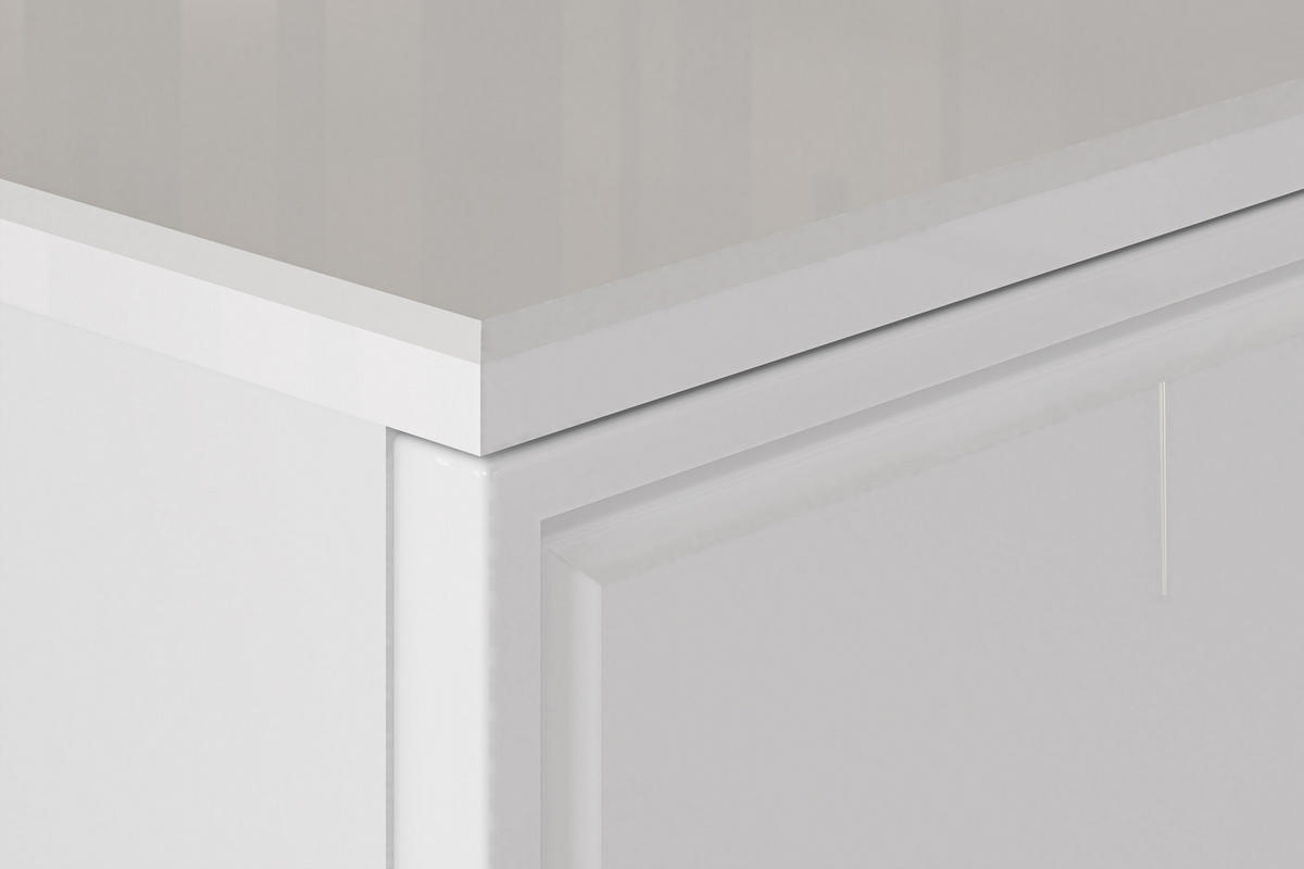 TV-LOWBOARD ISORIA auf hohen goldenen Beinen, Glas Weiß - Goldfarben/Weiß, Holz/Metall (160/53/40cm) - KONSIMO®