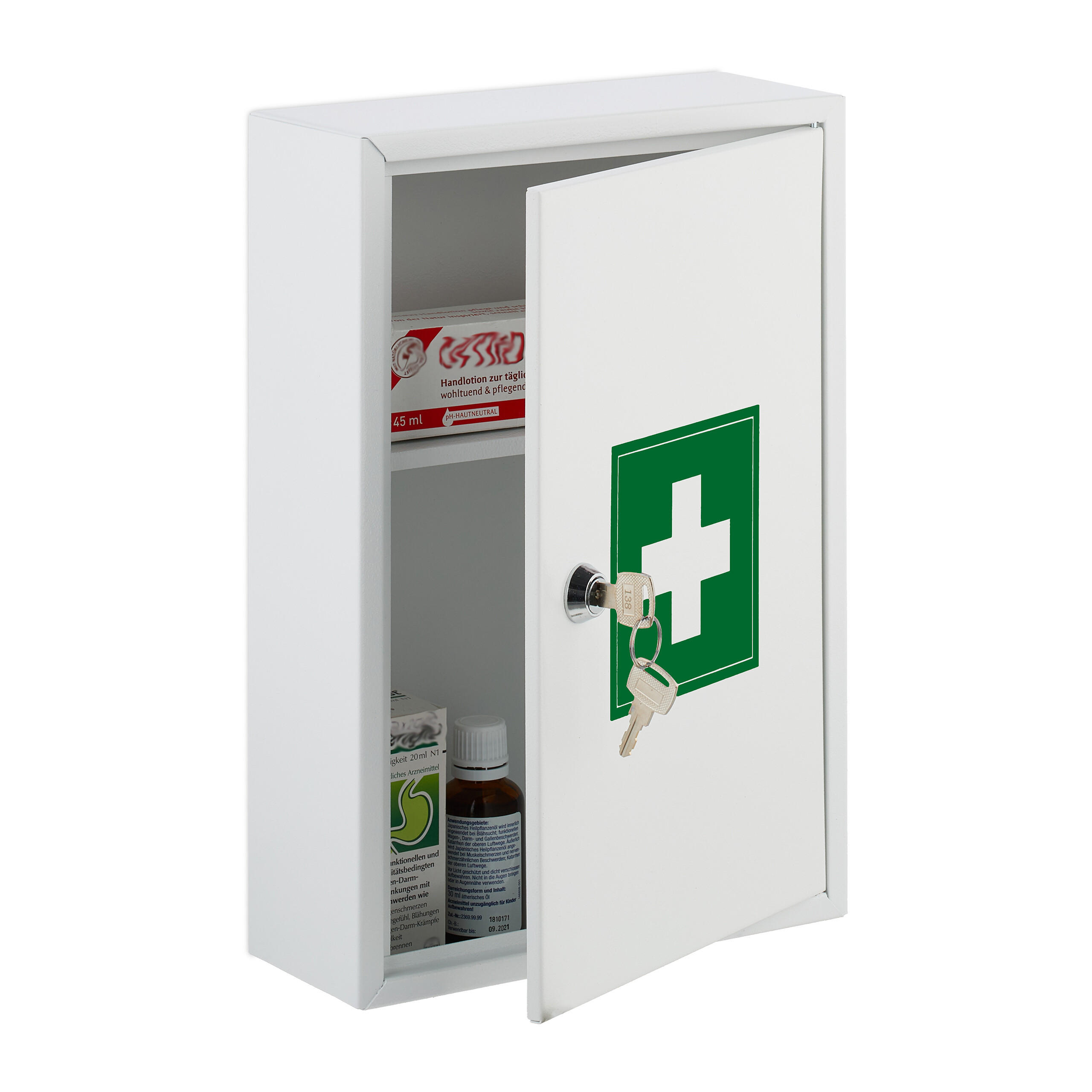 MEDICINSK&Aring;P Vit Gr&ouml;n l&aring;sbart 2 fack 32/21.5/9.5 cm