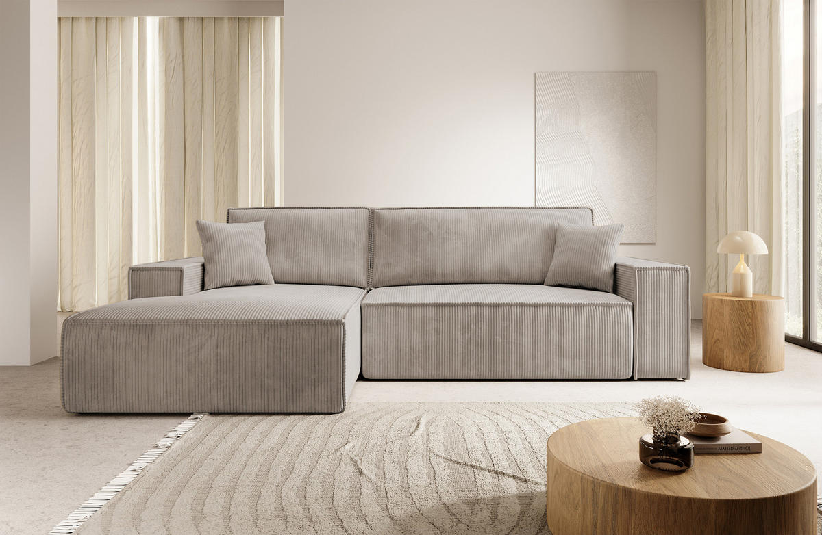 ECKSOFA Farese Beige Cord - Beige, Textil (267/167cm) - Selsey