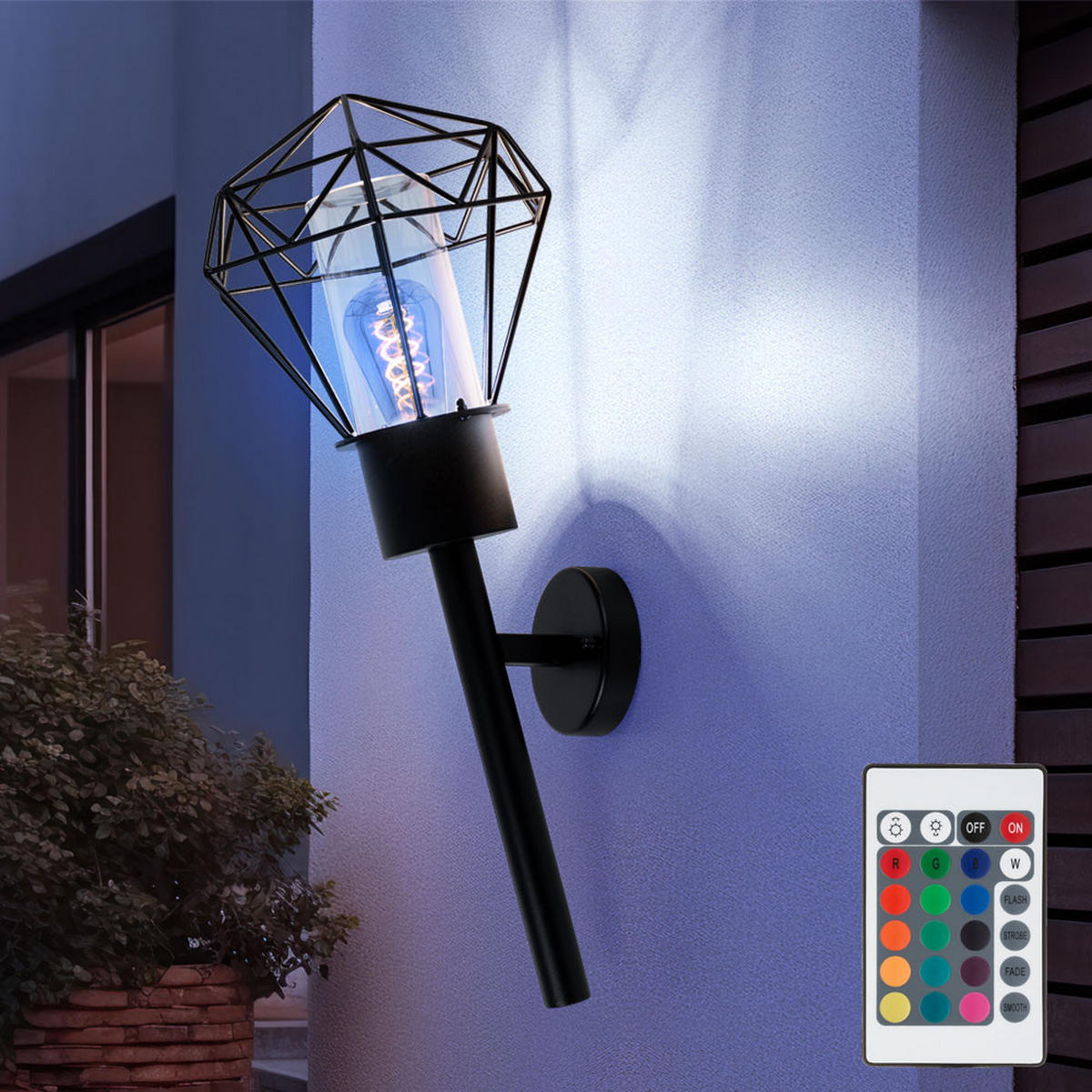 LED AUSSEN-WANDLEUCHTE HORACE Schwarz - Schwarz, Metall (22.5/28.5/28.5cm) - Globo Lighting