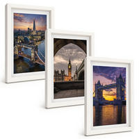 BILDER SET 3er Set - 20x30 cm Weißer Rahmen - Stadtbrücken, Uhrtürme - Weiß, Kunststoff (20/30cm) - TULUP