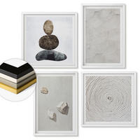 WANDBILDER 4er-Set - 50x50 cm & 40x60 cm Weißer Rahmen - Sandsteine moderne Farbe - Weiß, Kunststoff (50/50cm) - ArtPrintCave