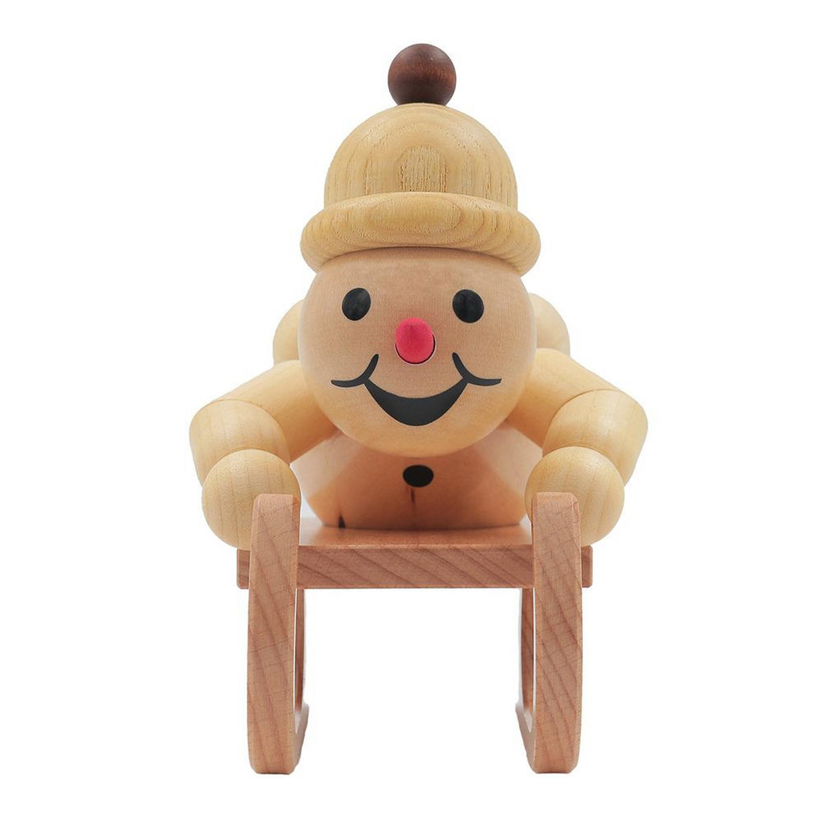 HOLZFIGUR Schneemann Junior Rennschlittenfahrer 13 cm - Multicolor, Holz (14/14/0.1cm)