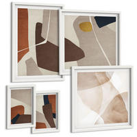 BILDER SET 5er Set - 50x50 cm & 20x30 cm & 40x60 cm Weißer Rahmen - Abstrakte moderne Formen - Weiß, Kunststoff (40/60cm) - TULUP