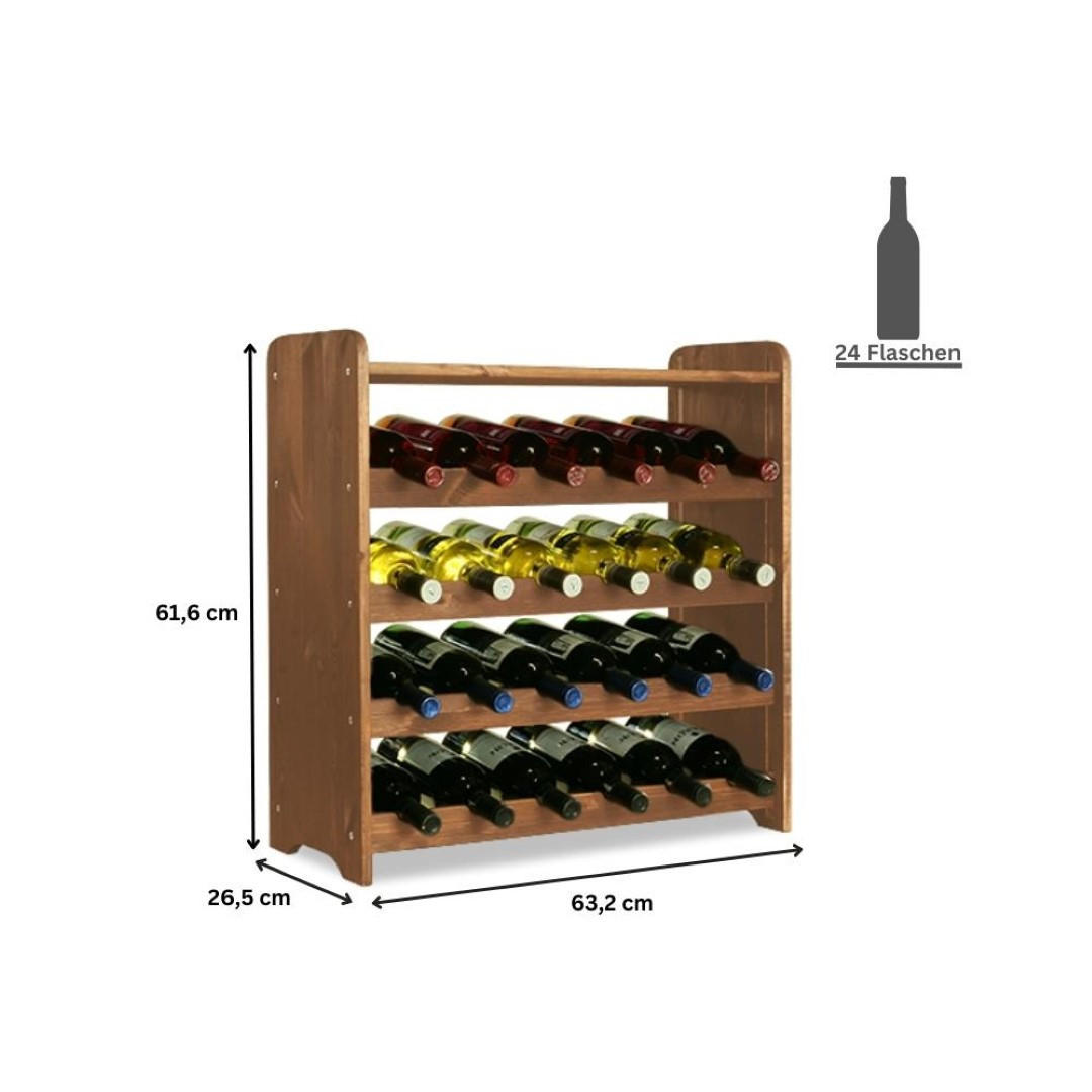 WEINREGAL Pinotwine C 61,6x63,2x26,5 cm 24 Flaschen Massives Kiefernholz Braun Geölt - Braun, Holz (63.2/61.6/26.5cm) - PROREGAL