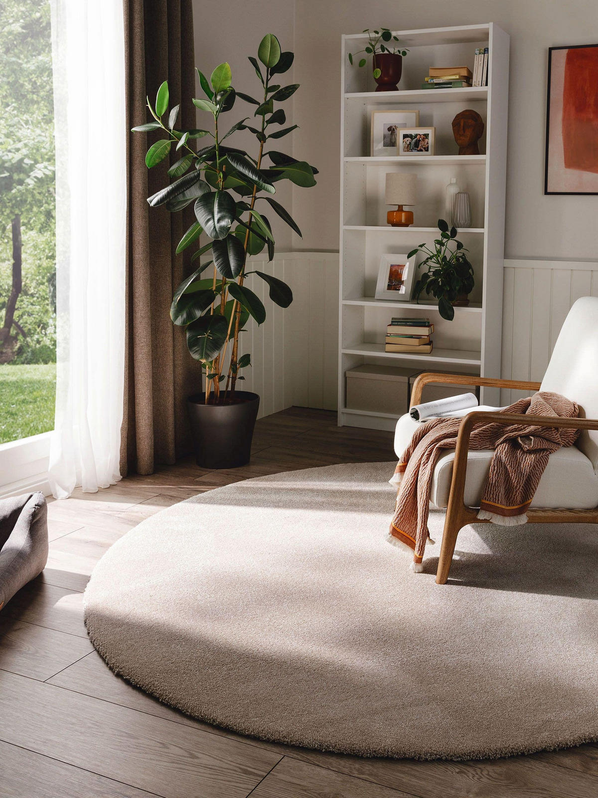 HOCHFLORTEPPICH Melvin waschbar ø 200 cm rund - Beige, Kunststoff (200/200cm) - benuta Nest