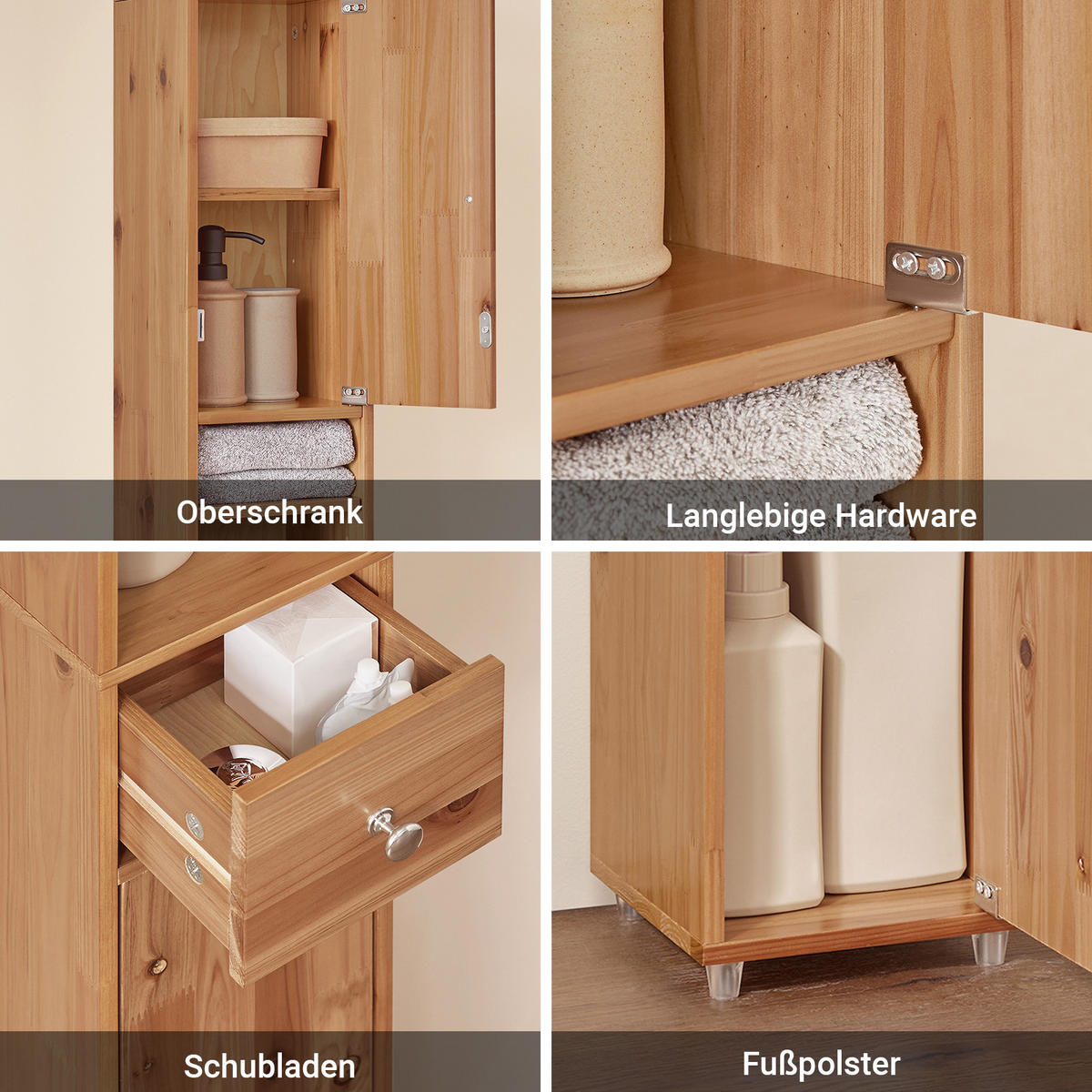 HOCHSCHRANK schmal Natur - Braun, Holz (20/180/20cm) - SoBuy
