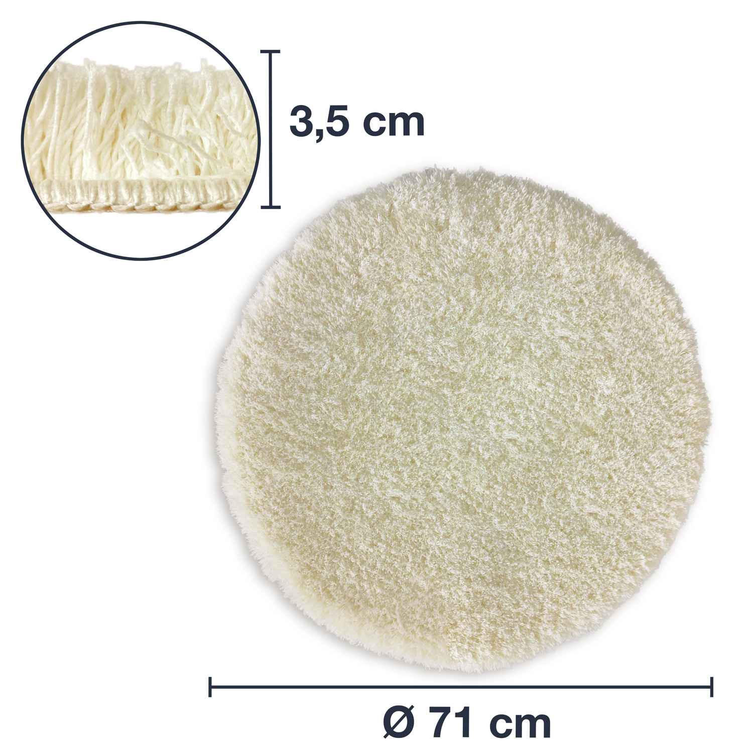 HOCHFLOR BADEMATTEN MALMÖ - Creme, Textil (71/71cm) - WohnDirect