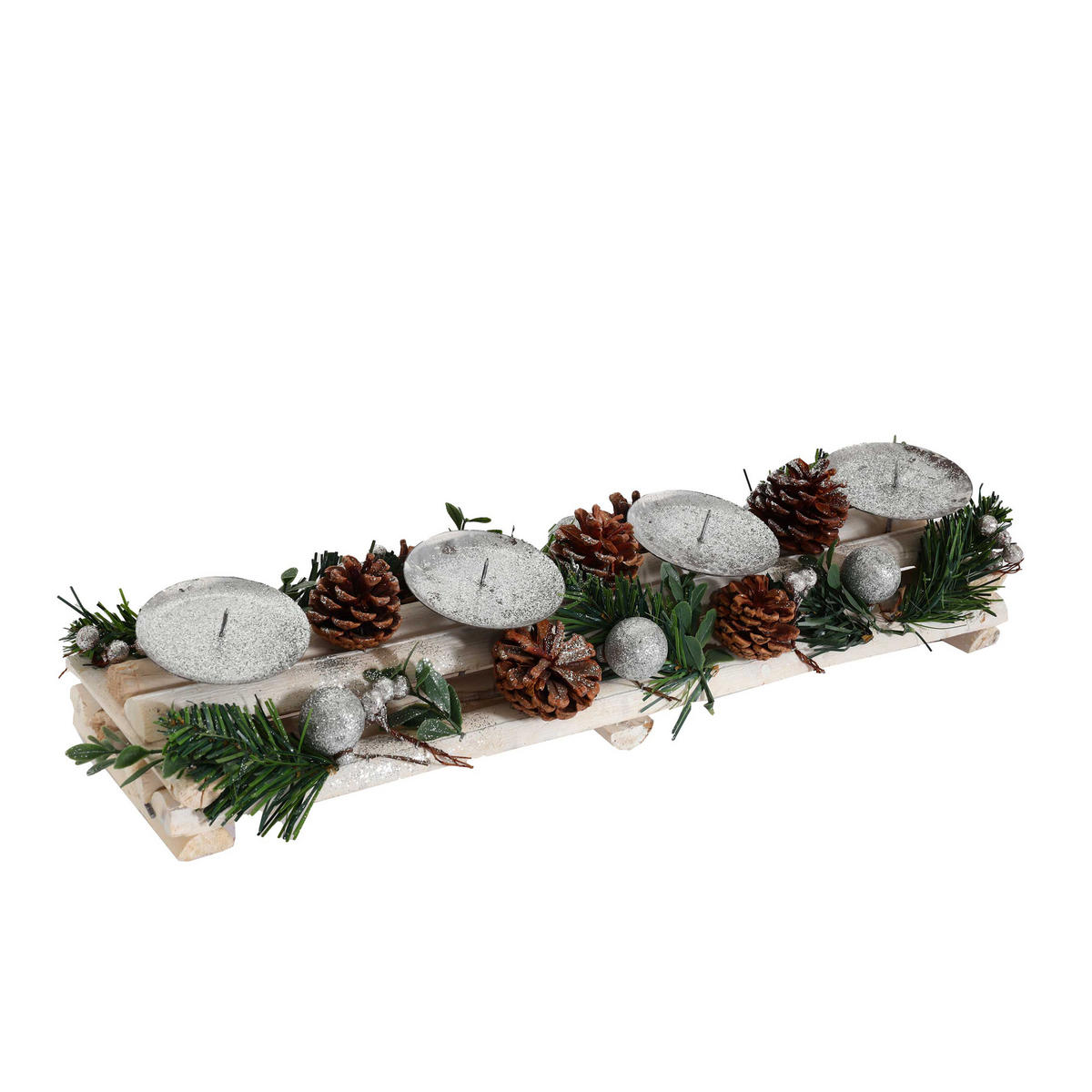 ADVENTSGESTECK OHNE KERZEN Weiß - Weiß, Holz (18cm) - MCW