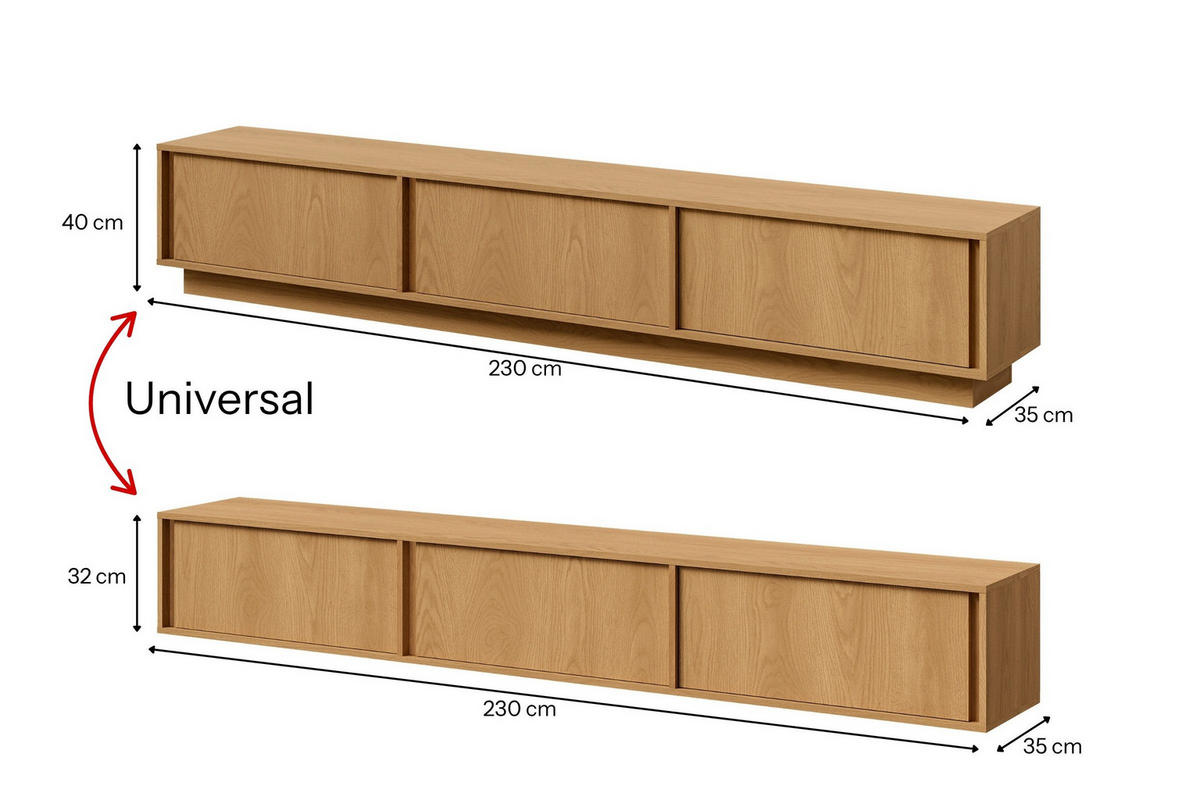 TV-ELEMENT VELORA 230/40/35 cm in Eiche Carmel - Eichefarben, Holzwerkstoff (230/40/35cm) - Deine Möbel 24