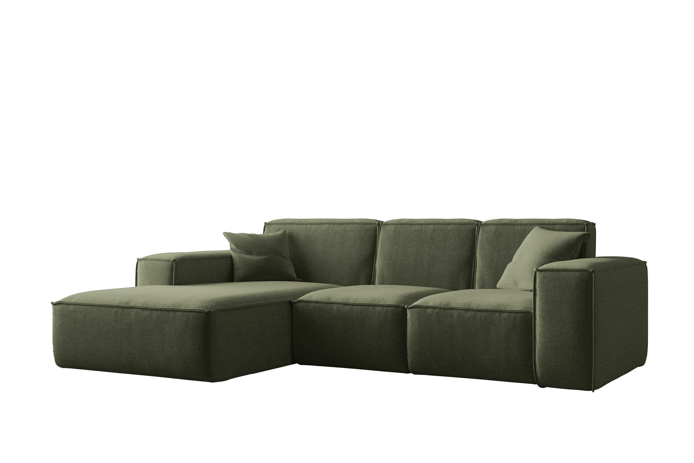 ECKSOFA L-Form Siena Stoff Maloy Grün Links - Grün, Holz (165/266cm) - Kaiser Möbel