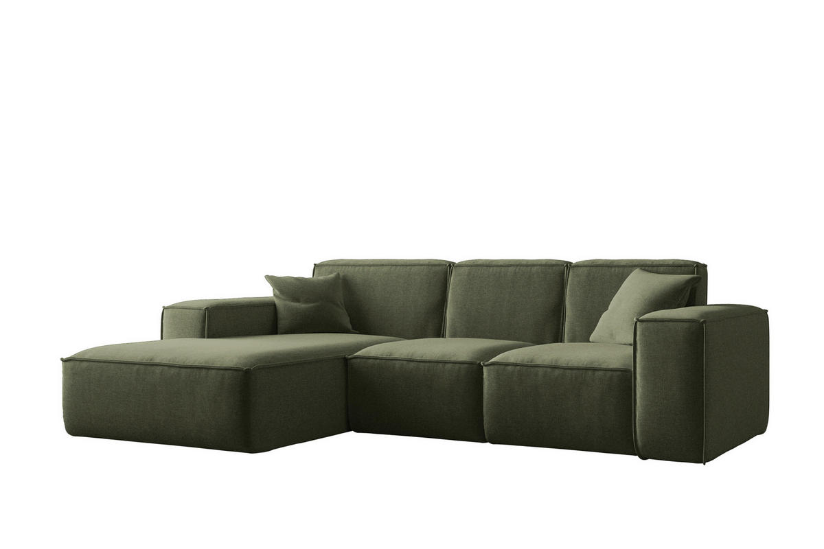 ECKSOFA L-Form Siena Stoff Maloy Grün Links - Grün, Holz (165/266cm) - Kaiser Möbel