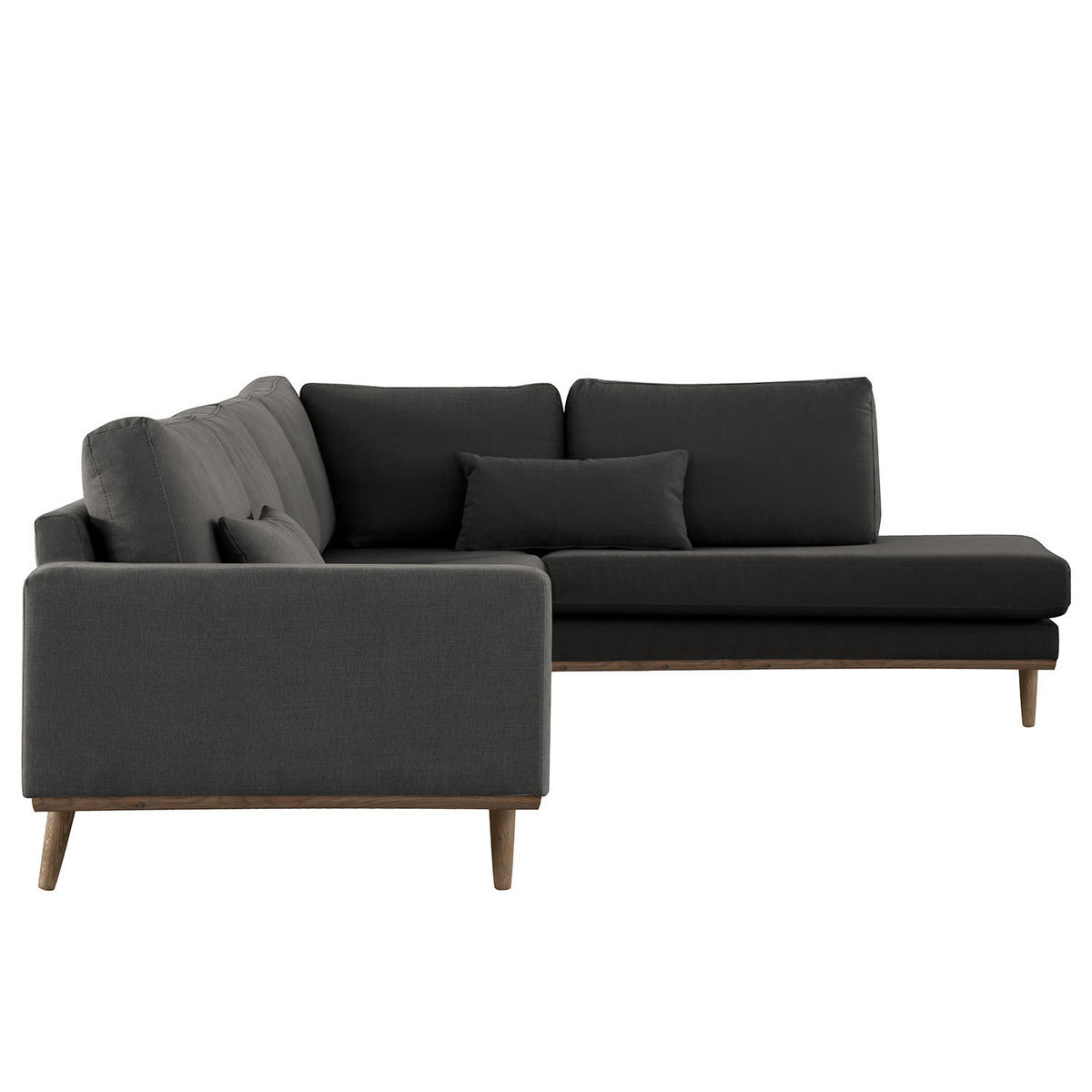 ECKSOFA mit Ottomane - Eichefarben/Anthrazit, Naturmaterialien/Eichenholz (287/219cm) - home24