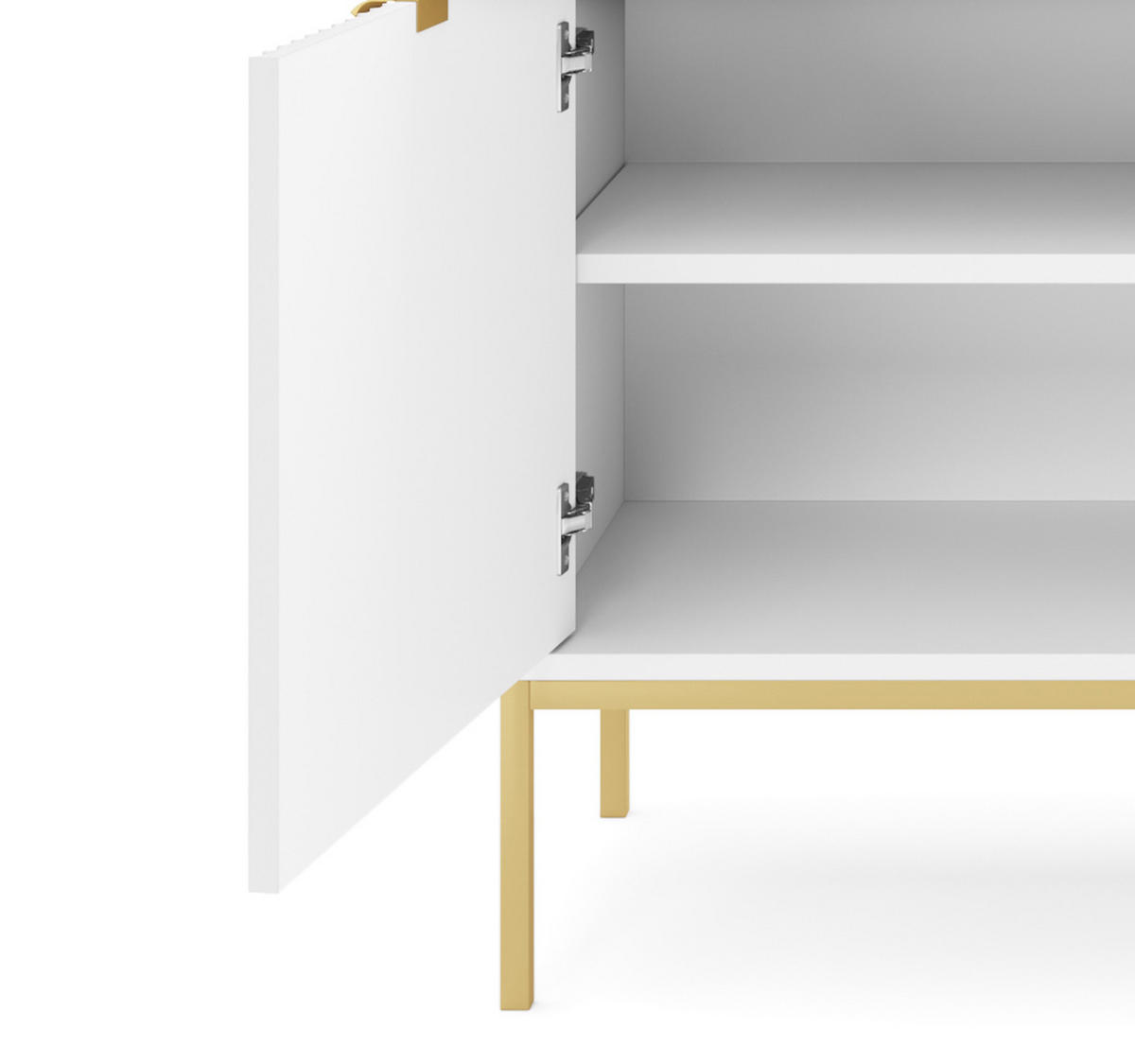 KOMMODE NOVA, Geriffelte Front, 2-Türen, 2-Schubladen 104x39x83 cm, Weiß - Goldfarben/Weiß, Holzwerkstoff/Kunststoff (104/83/39cm) - DomoHome