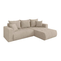ROHOVÁ SEDAČKA s funkcí spaní, otoman vpravo MILA-L 277x194x86 béžová velur - černá/Sahara, kompozitní dřevo/textil (277/194cm) - ALTDECOR
