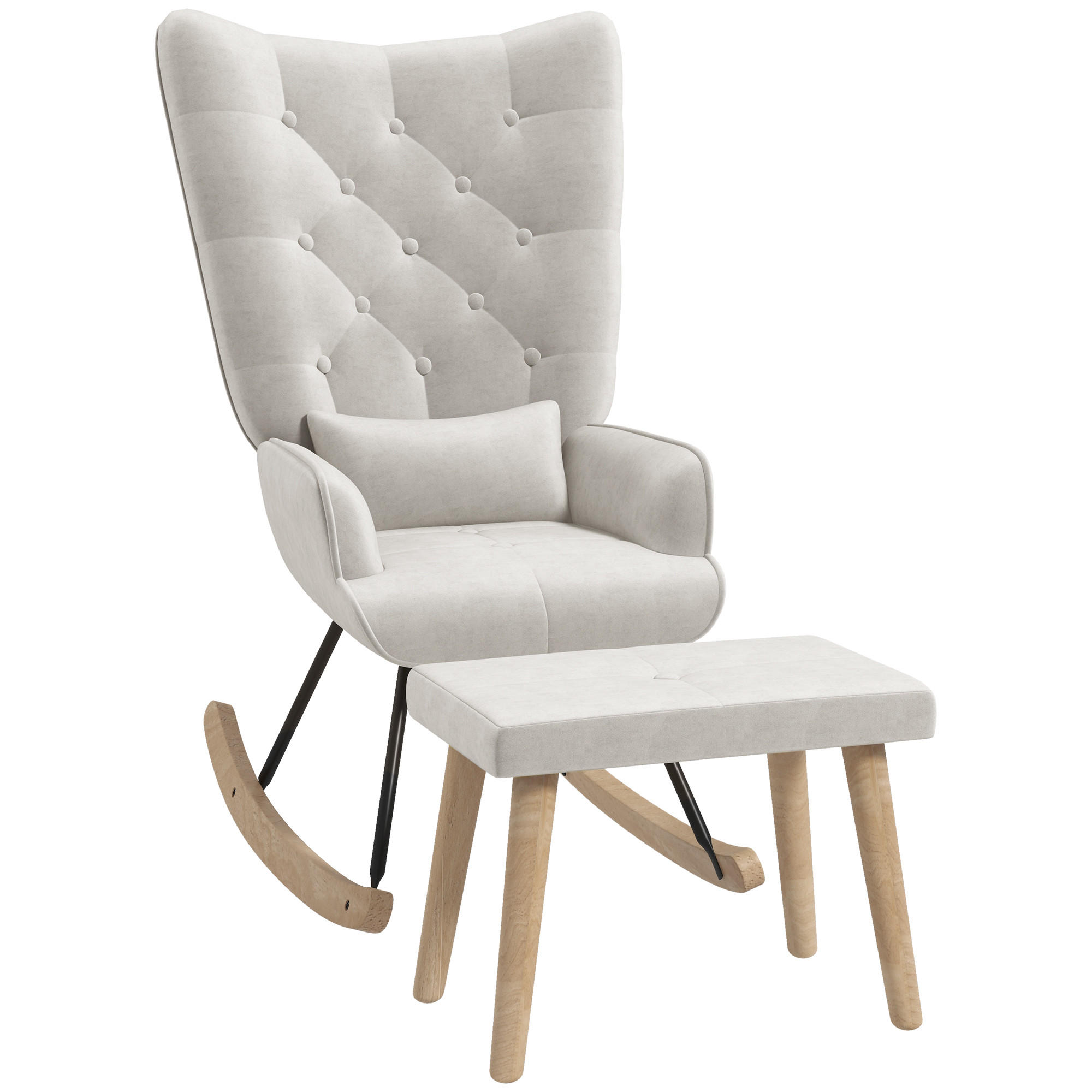SCHAUKELSESSEL mit Hocker - Weiß, Kunststoff (96/101/66cm) - HOMCOM