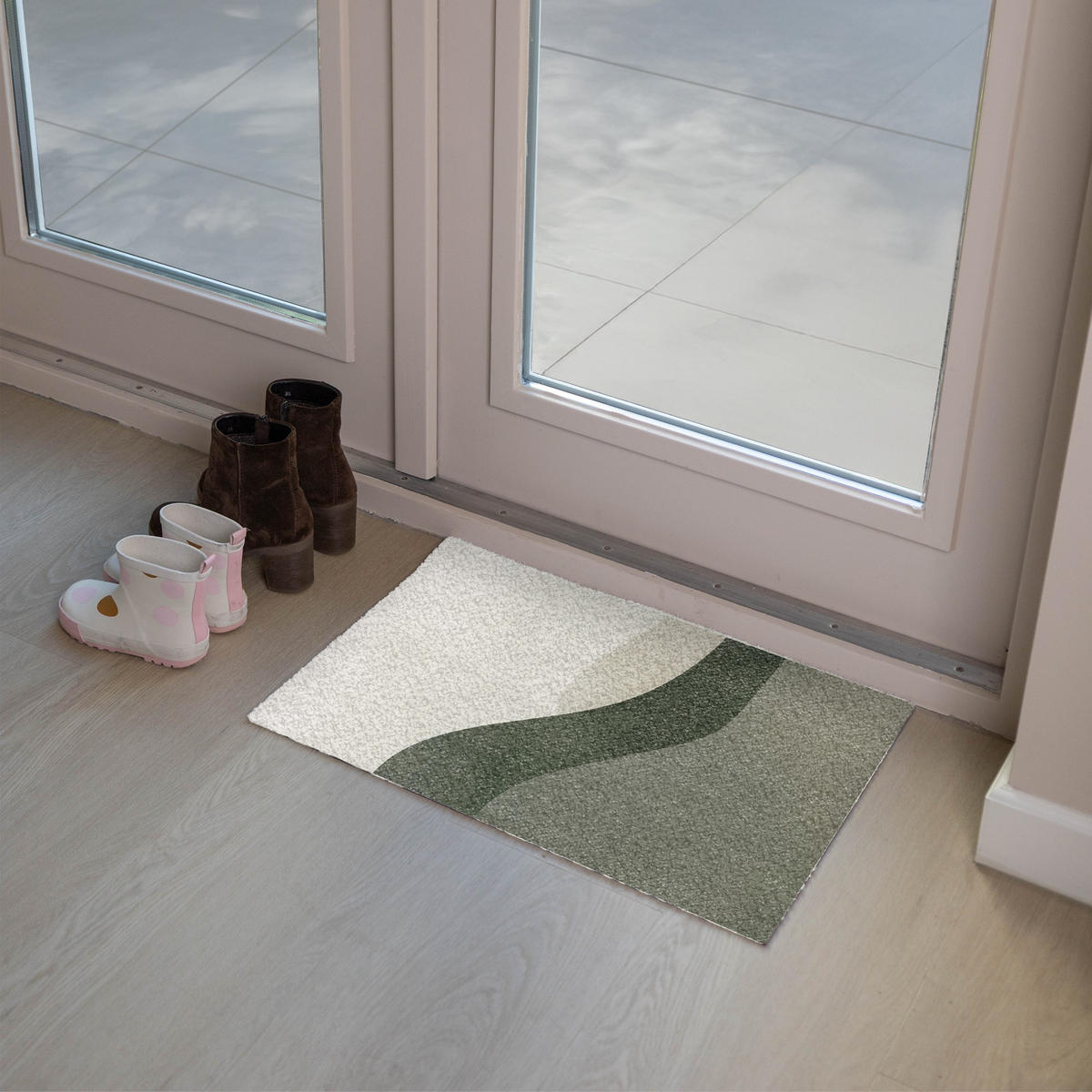 FUSSMATTE Japandi - Grün - Abstrakt - Modern 60x40 cm - Olivgrün, Kunststoff (60/0.4cm) - MuchoWow
