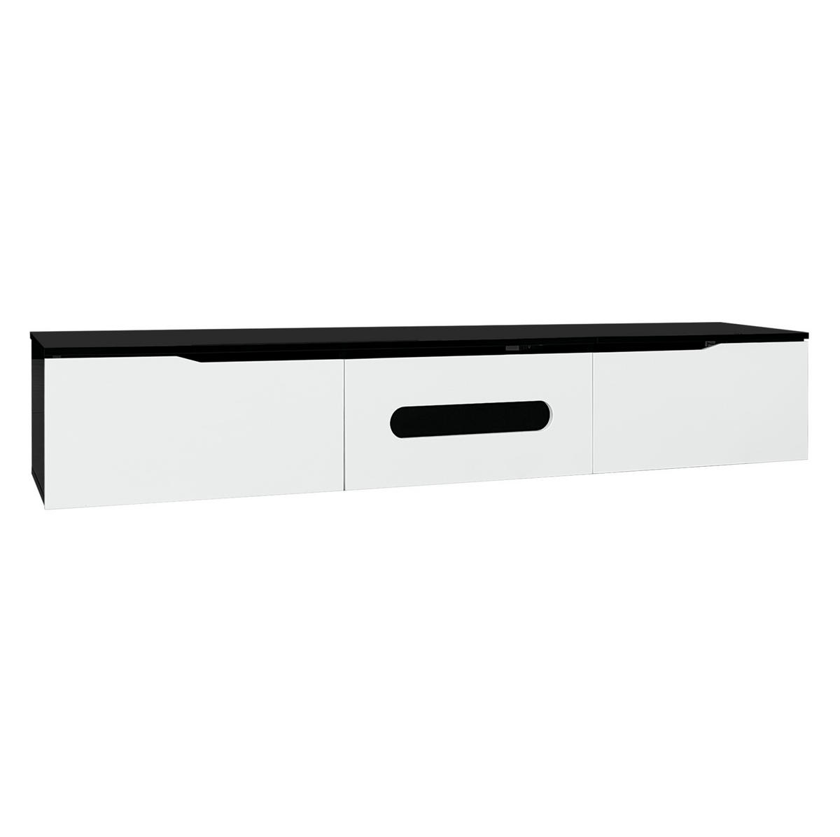 WANDLOWBOARD 180/35/30 cm mit LED-Beleuchtung und Kabeldurchlass - Schwarz, Holzwerkstoff (180/30/35cm) - BEAOK