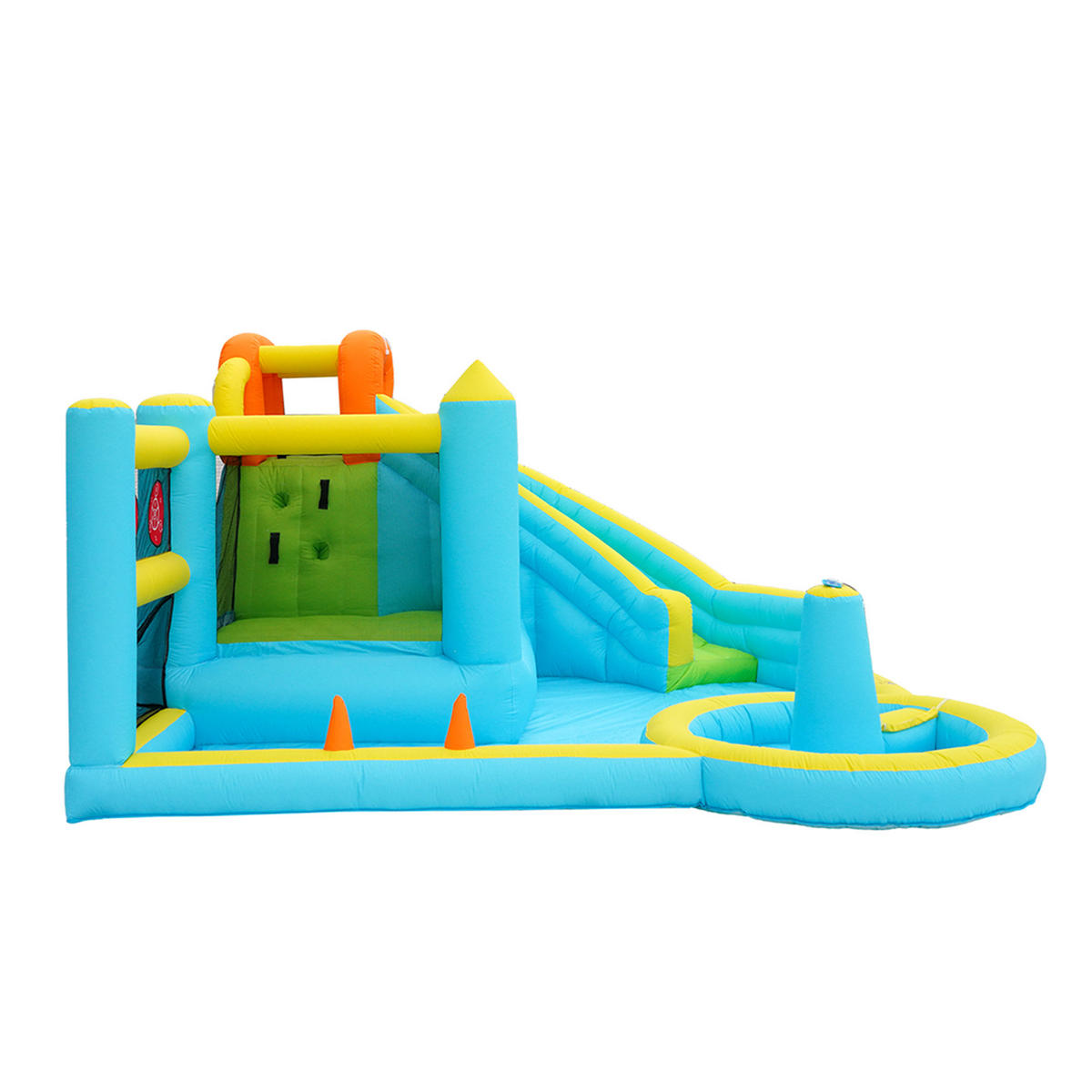 HÜPFBURG Wasserpark Kinder Rutsche Pool Gebläse Outdoor - Multicolor, Textil (430/390/210cm) - FLIEKS
