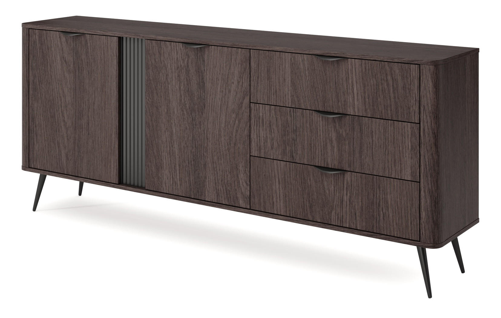 KOMMODE Breite 195 cm Estera, 3 Schubladen, 2 Türen, Eiche Dunin - Eichefarben, Holz (195/81/38cm) - Emporius