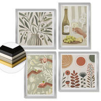 WANDBILDER 4er Set - 50x50 cm & 40x60 cm Silberner Rahmen - Rustikale Cocktails mit Olivenblüten - Silberfarben, Kunststoff (50/50cm) - ArtPrintCave