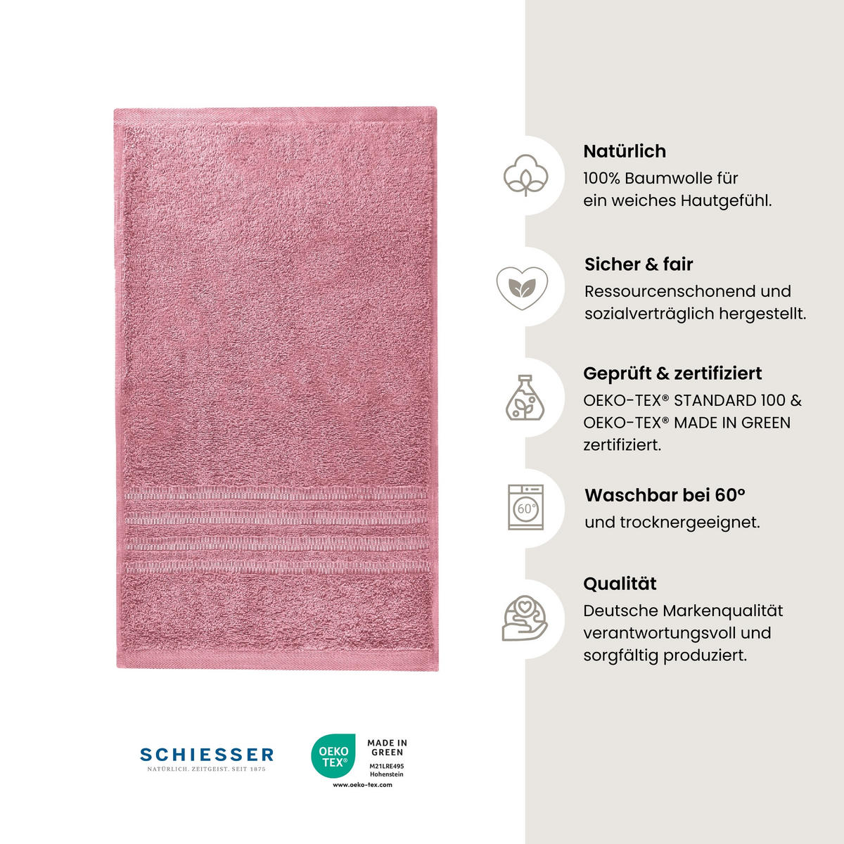 GÄSTETUCHSET Milano - 5-teilig - 30 x 50 cm - Malve - Mauve, Textil (30/50cm) - SCHIESSER