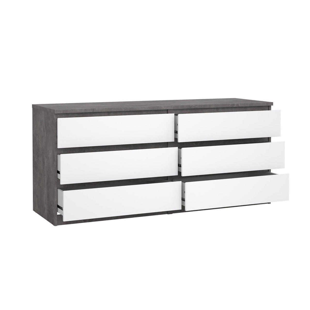 KOMMODE Zement, Glänzendes Weiß 50/153.8/70.1 cm - Grau, Holzwerkstoff (153.8/70.1/50cm) - DMORA