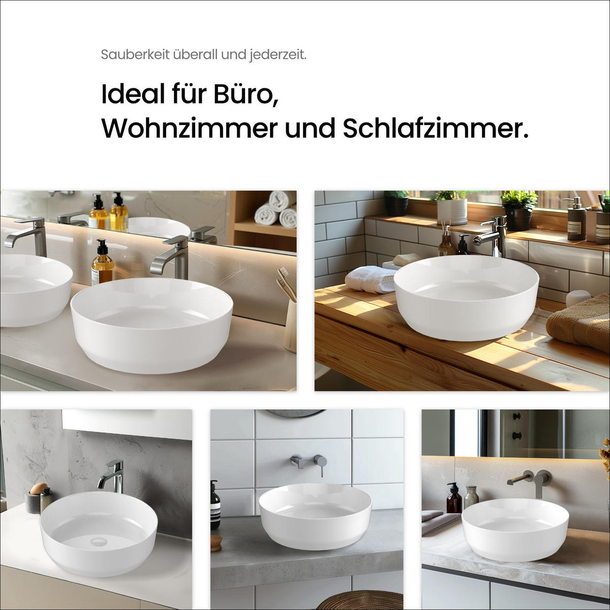 WASCHBECKEN Zylindrisch Keramik Weiß Glänzend Ø39 / 12 cm - Weiß, Keramik (39/12/39cm) - EMKE