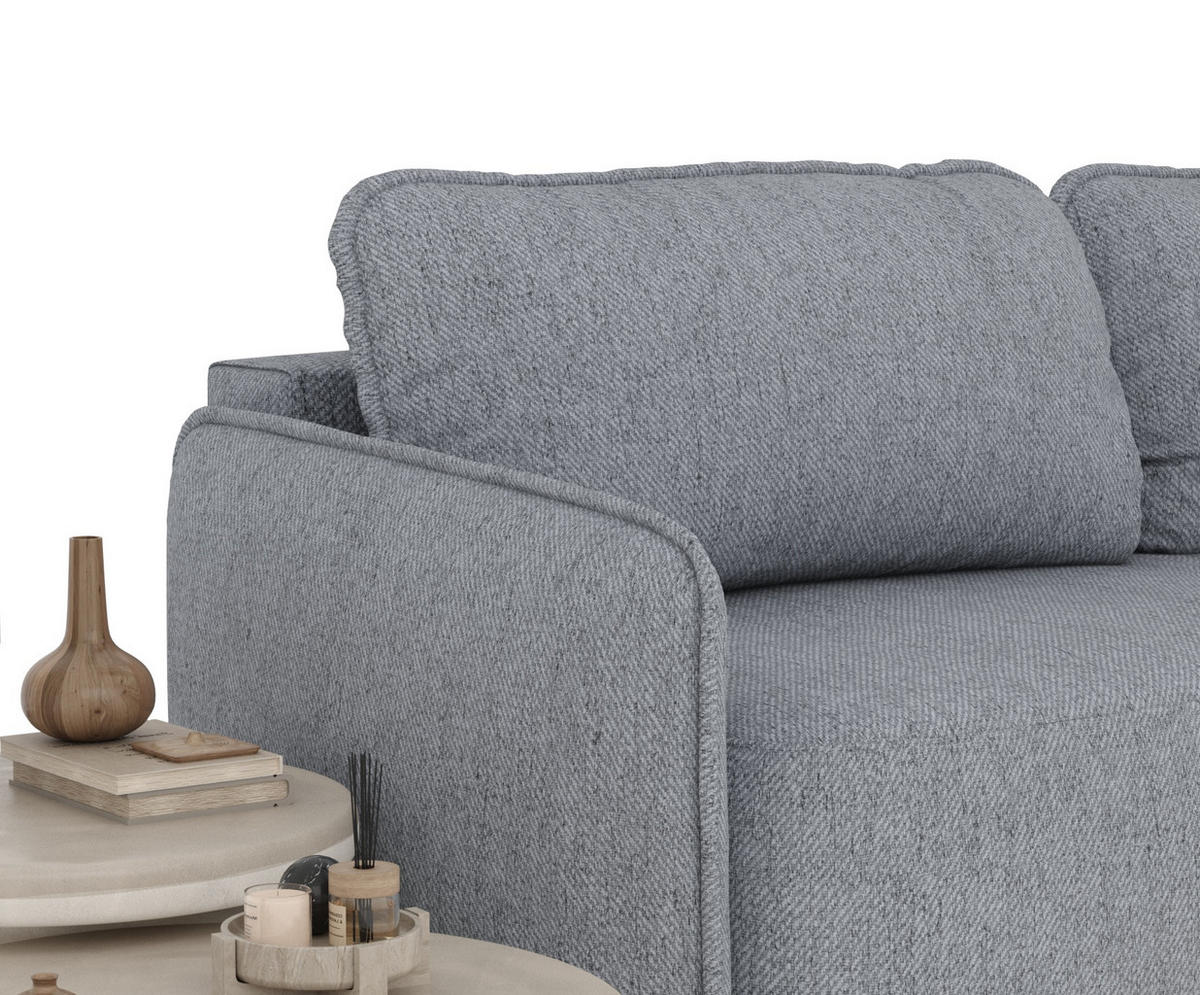 SCHLAFSOFA Mitsis Grau Webstoff - Schwarz/Grau, Holz/Holzwerkstoff (231/93/106cm) - Maison de Reve
