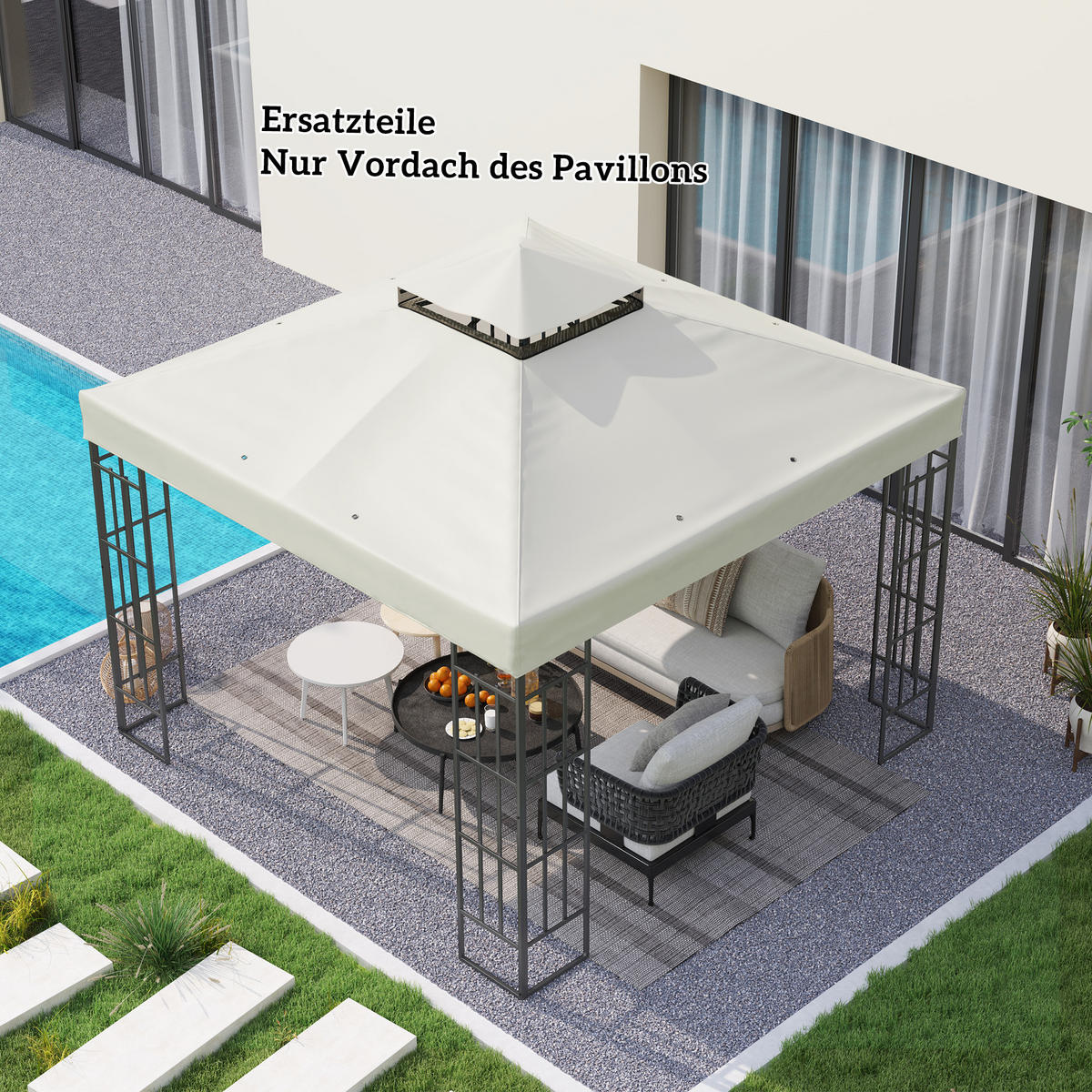 ERSATZDACH für Pavillon 3 x 3 m - Hellgrau, Kunststoff (300/1/300cm) - Outsunny