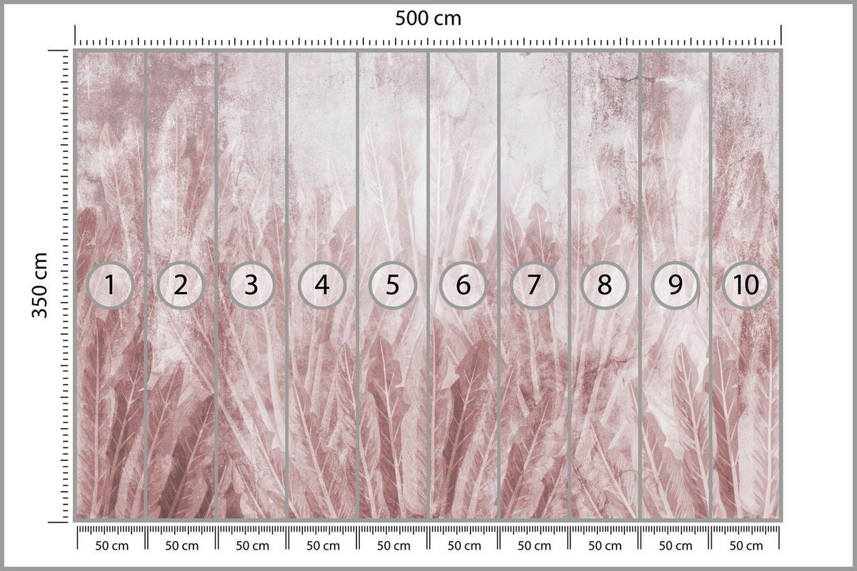 FOTOTAPETE Bananenblätter Beton Abstraktion Retro 500x350 - Rosa, Papier (500/350cm) - Muralo