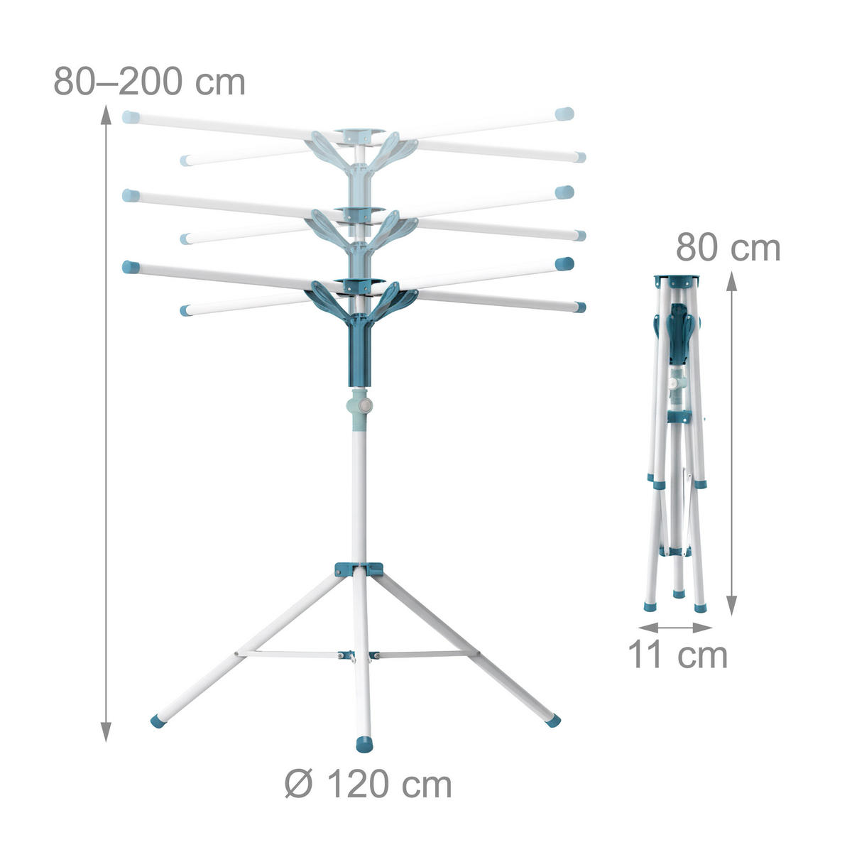 SUŠIAK na prádlo - biela, kov/plast (120/200/120cm) - Relaxdays