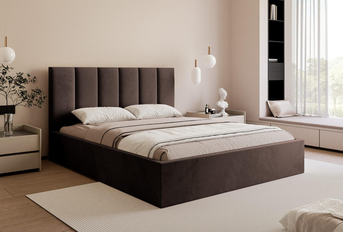 POLSTERBETT Eloria 140x200 cm, Braun - Braun, Textil (140/200cm) - Fedve
