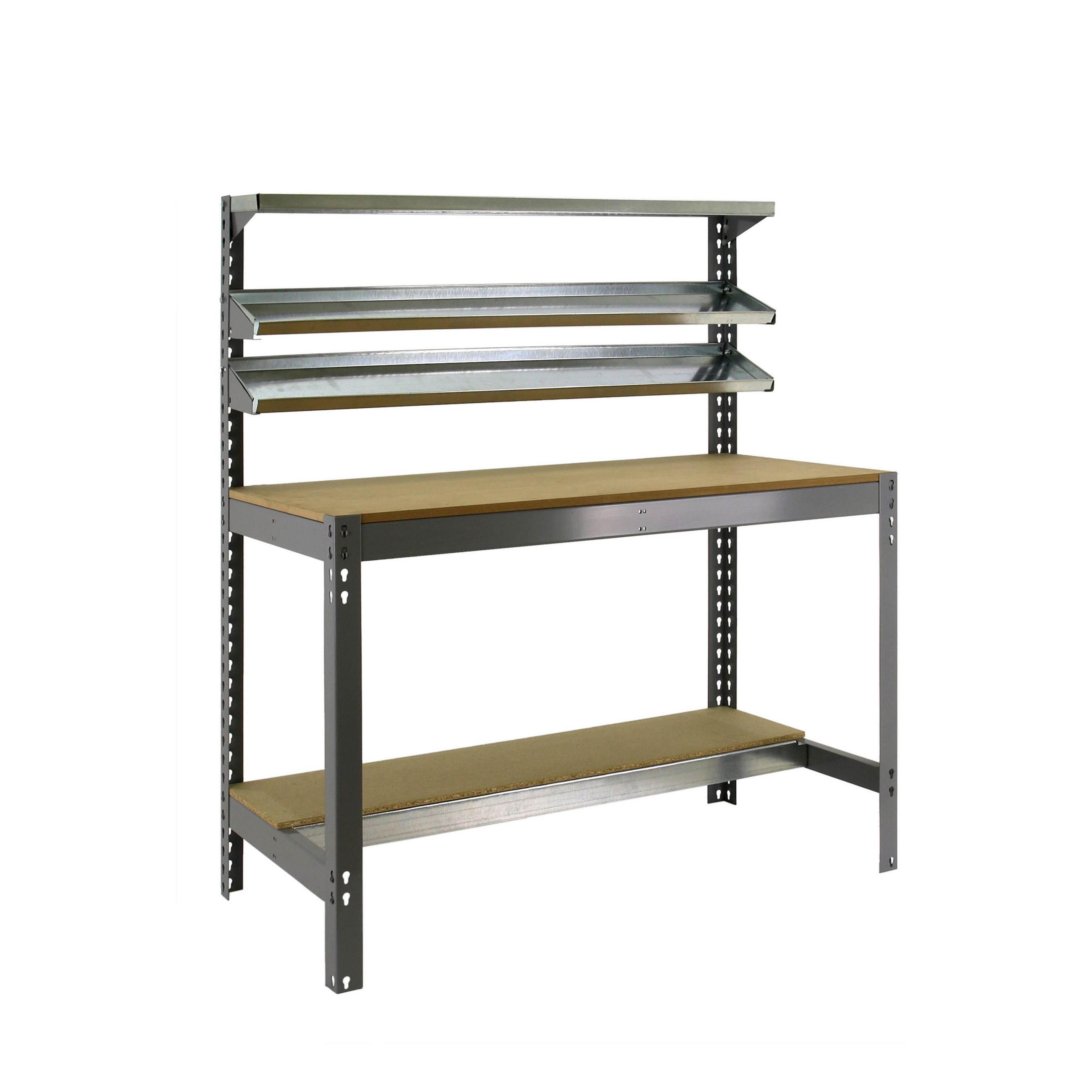 WERKBANK BUFFALO mit Frontablage | HxBxT 84x120x61cm | Traglast 600kg | Grau - Grau, Metall (120/84/61cm) - PROREGAL