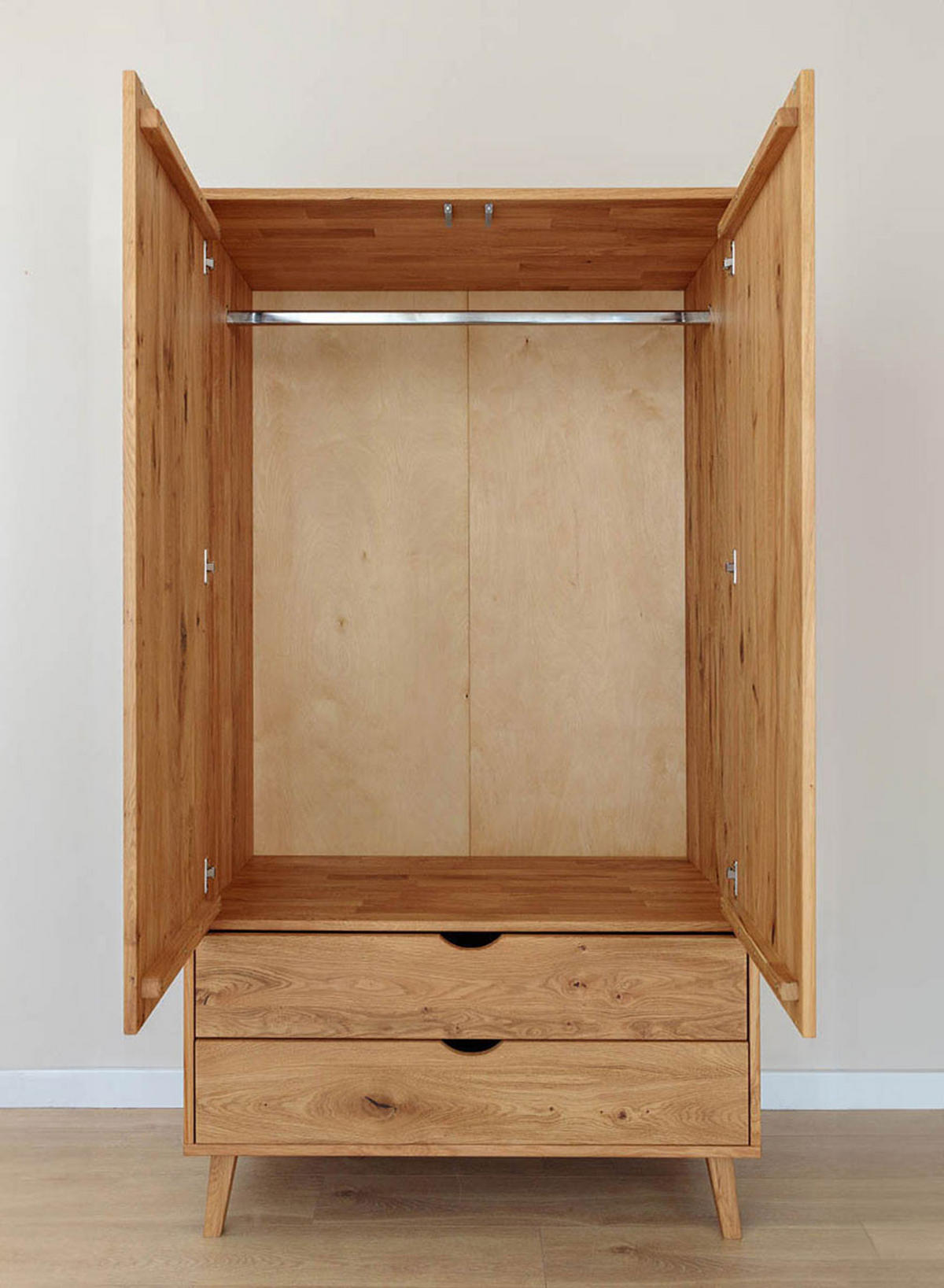 KLEIDERSCHRANK Simona Eiche Natur 90 / 60 / 180cm - Eichefarben, Holz (90/180/60cm) - Feldmann-Wohnen