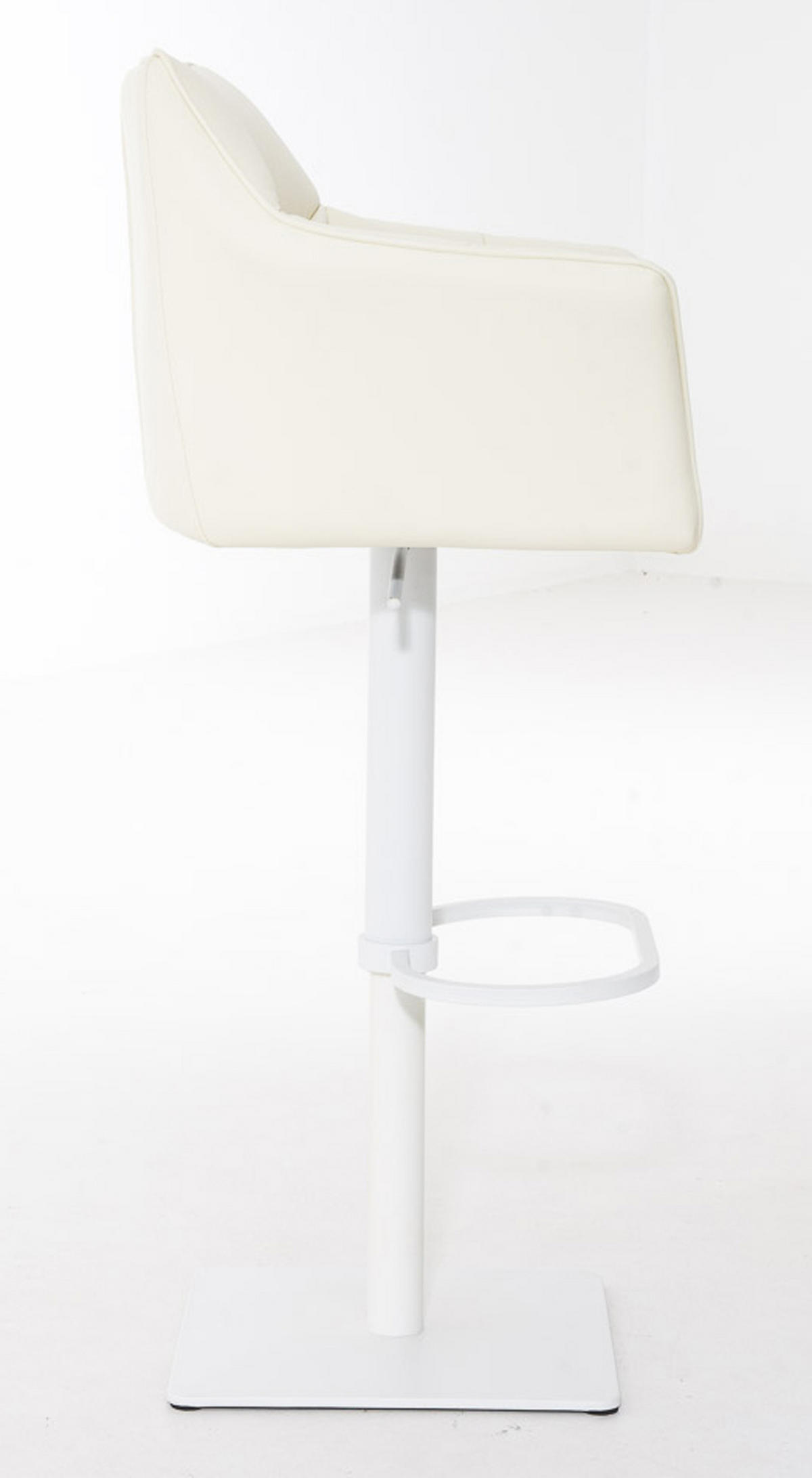 BARHOCKER 2er Set Damaskus Kunstleder weiß creme - Naturfarben/Weiß, Textil/Metall (64/110/48cm) - TPFLiving