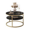 COUCHTISCH CIRI SLIM mit Regal Hochglanz - Goldfarben/Schwarz, Holzwerkstoff (60/60/42cm) - Lookway
