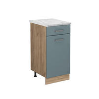 KÜCHENUNTERSCHRANK R-Line Blau-Grau 40 cm AP Marmor - Eiche Wotan/Blaugrau, Holzwerkstoff (40/81.6/60cm) - Vicco
