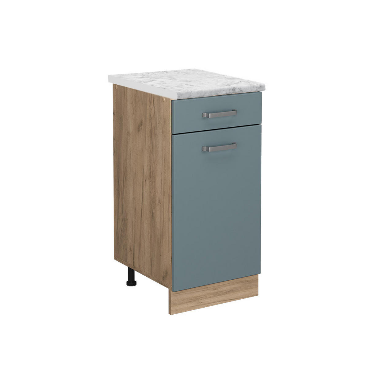 KÜCHENUNTERSCHRANK R-Line Blau-Grau 40 cm AP Marmor - Eiche Wotan/Blaugrau, Holzwerkstoff (40/81.6/60cm) - Vicco