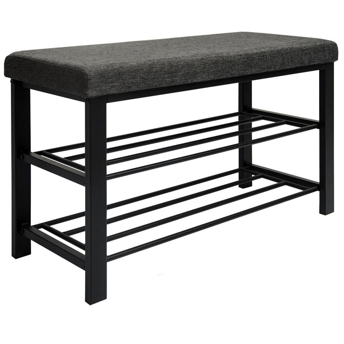 SCHUHREGAL mit 2 Ebenen, 32/81/46 cm, Grau - Grau, Kunststoff (32/46/81cm) - Dunedesign