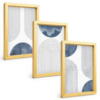 BILDER SET 3er Set - 20x30 cm Goldrahmen - Abstrakte blaue Muster - Goldfarben, Kunststoff (20/30cm) - TULUP