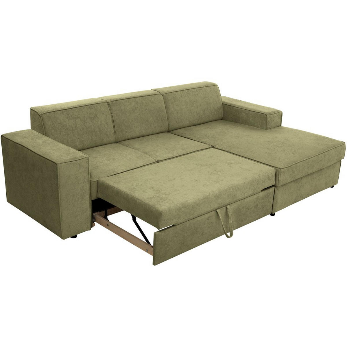 ECKSCHLAFSOFA mit Schlaffunktion Pedro L hellgrün rechts - Schwarz/Hellgrün, Kunststoff/Textil (267/160cm) - Beautysofa